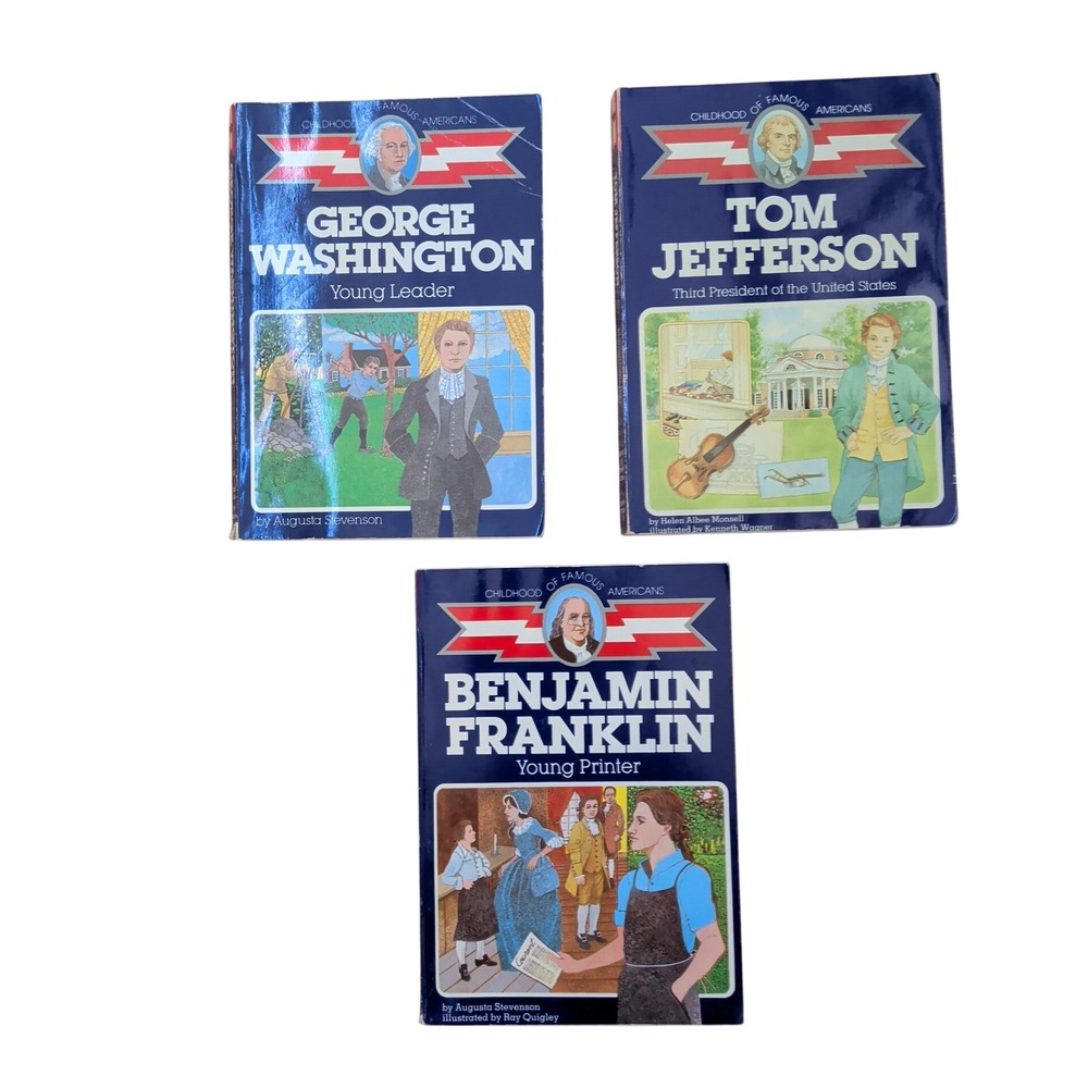 Lot of 3 Childhood of Famous Americans Books Washington Jefferson Franklin